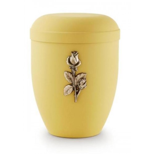Biodegradable Urn (Yellow with Gold Rose Motif)